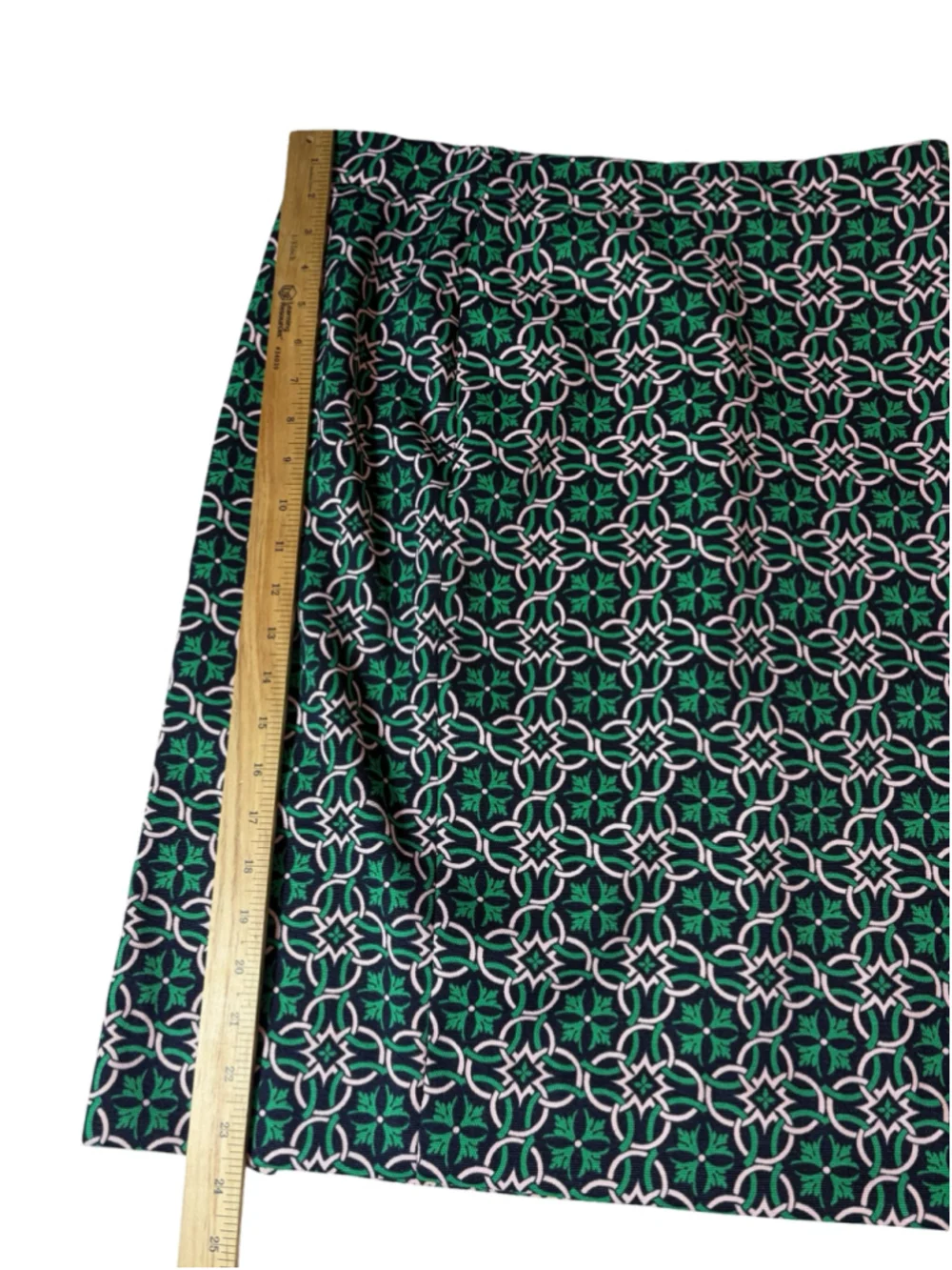 J. Crew Womens Size 8 Geometric Print Pencil Skirt Green Navy Pink Lined